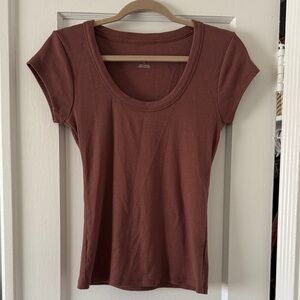 NWT Women's Anthropologie Brown Mauve Scoop Neck Top